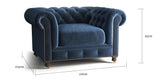 Notting Hill Velvet Chesterfield 1 seater armchair